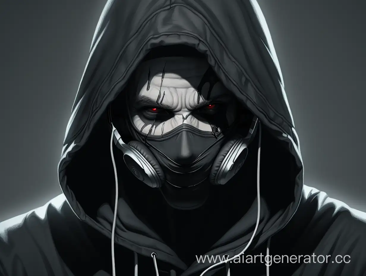 Mysterious-Hooded-Figure-with-Scar-and-Headphones