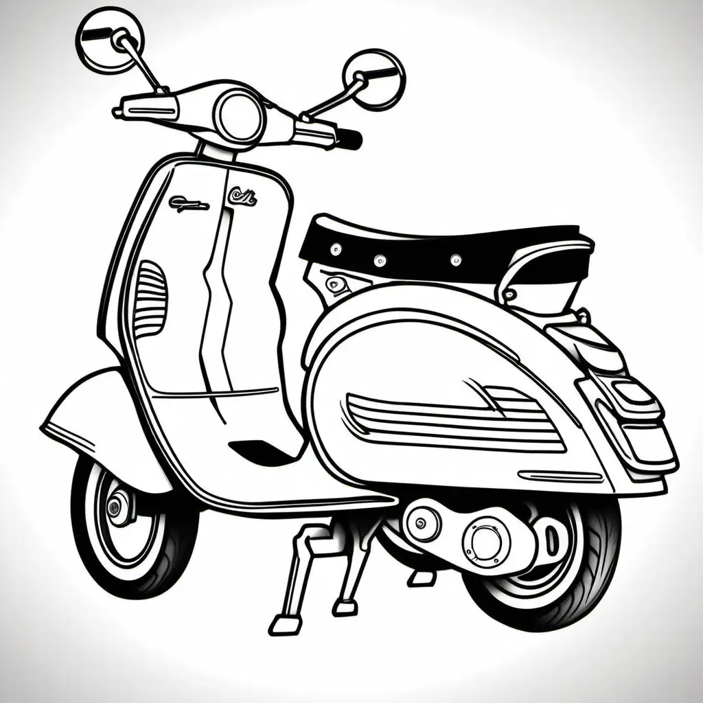 Vintage Vespa Scooter Coloring Page for Relaxation and Fun