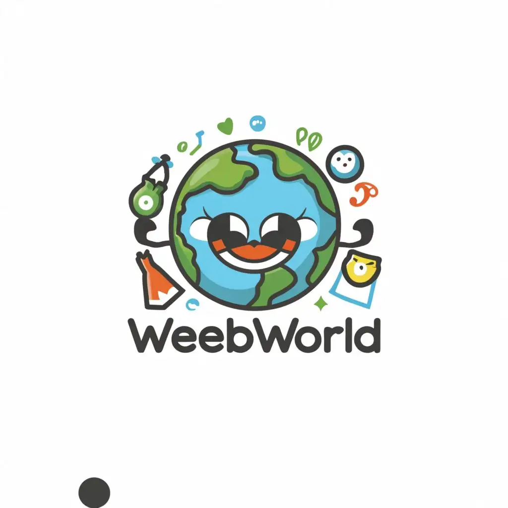 LOGO-Design-For-Weeb-World-Playful-Globe-with-Consumer-Culture-Symbols