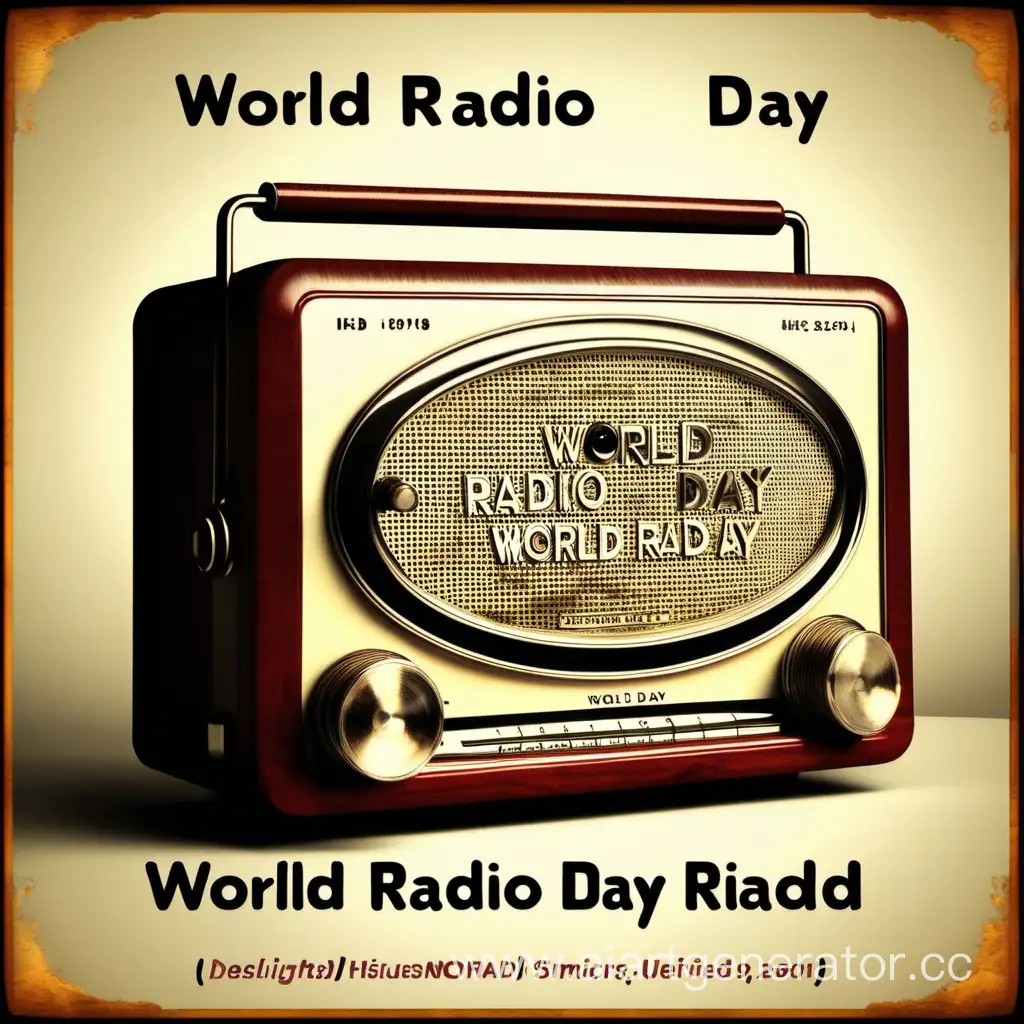 A picture of an old radio with the title "World Radio Day" and its history. The old radio highlights the beauty of authenticity and historicity in the world of radio.