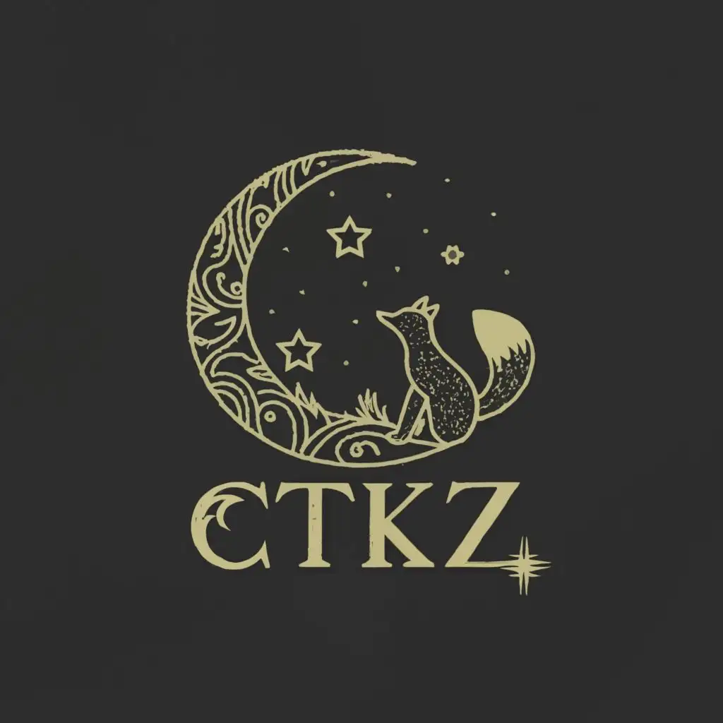 logo, star, sky,moon, fox, with the text "ctKZ", typography