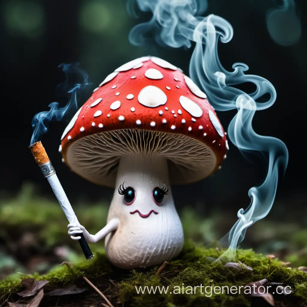 Fairy-Mushroom-Smoking-a-Cigarette-in-Moody-Atmosphere