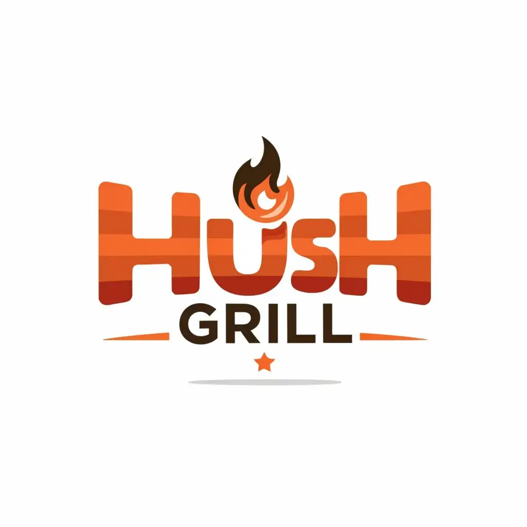 a logo design,with the text "HUSH GRILL", main symbol:MEAT,Moderate,be used in Restaurant industry,clear background