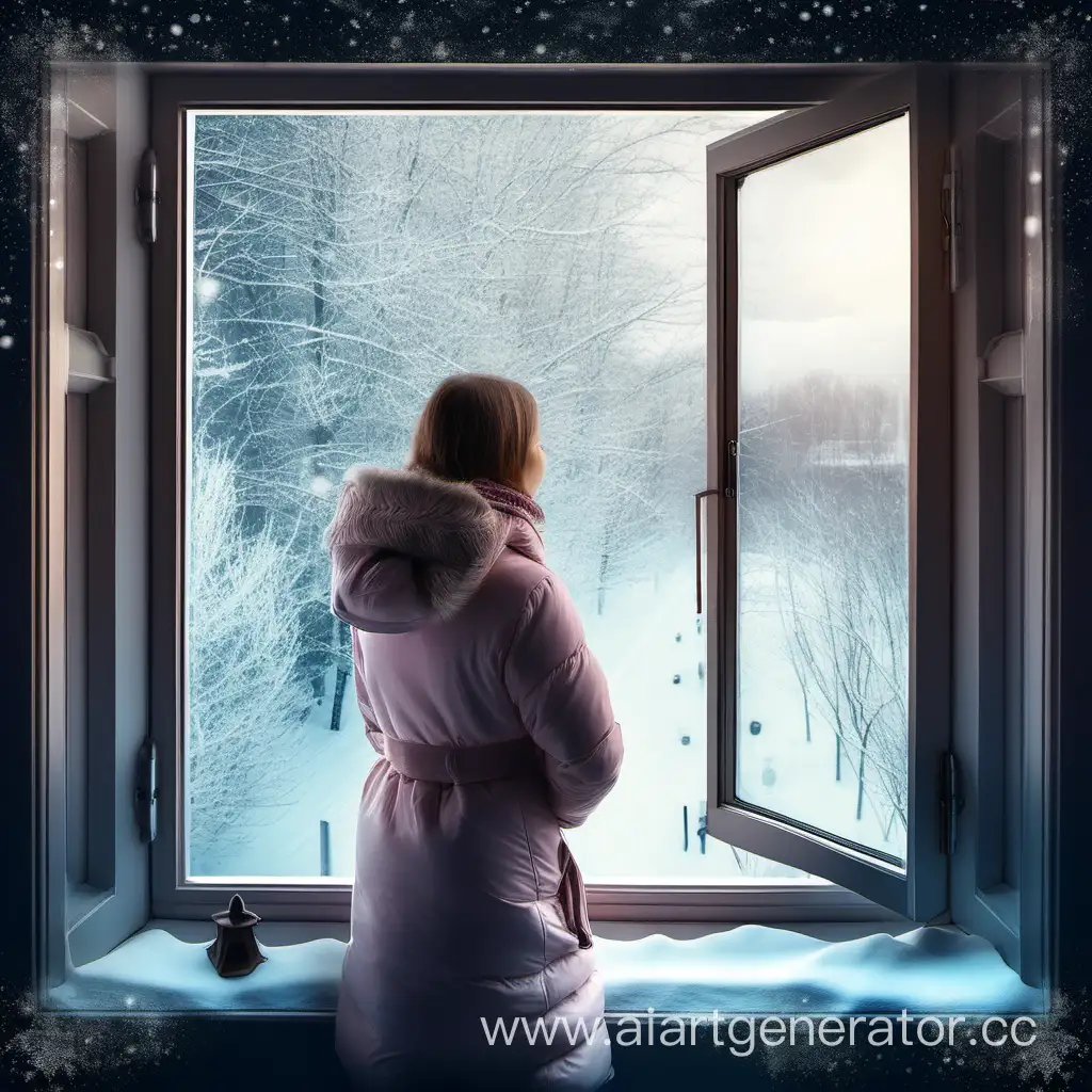 Contemplative-Winter-Vision-Young-Girl-Envisions-Her-Future-Through-Frosty-Window