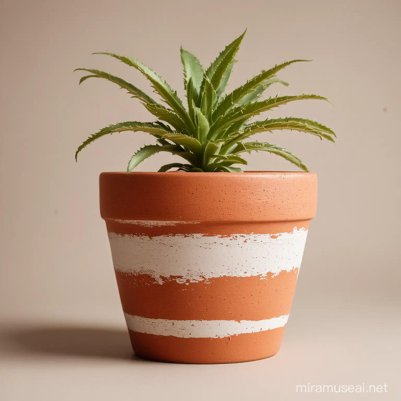 BrickColored Plant Pot Against White Background