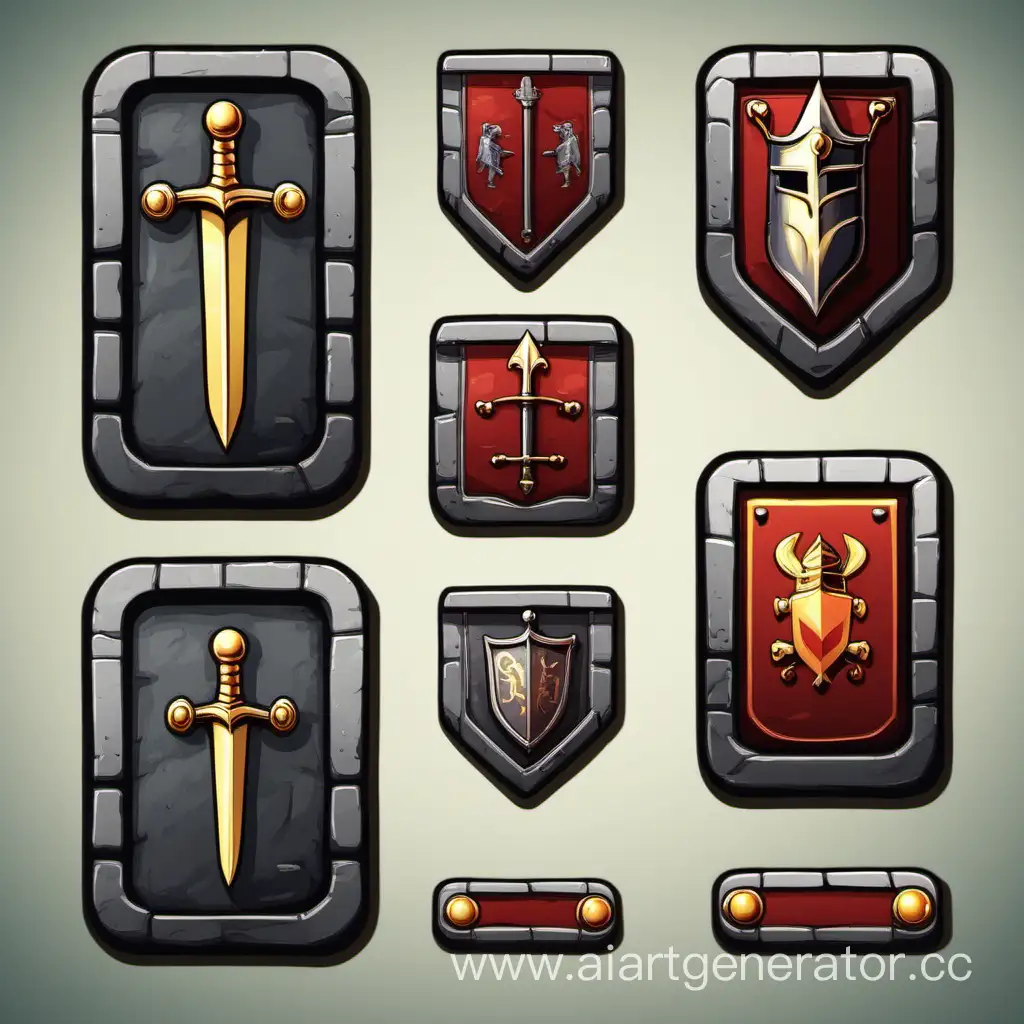 Medieval-Knights-Dueling-in-Rectangular-Button-Game-Art