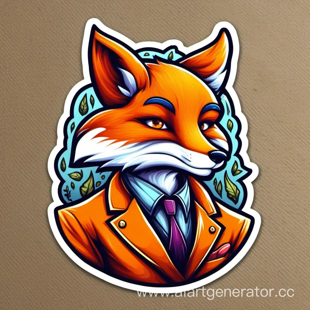 Adorable-Anthropomorphic-Fox-Sticker-with-Playful-Expression