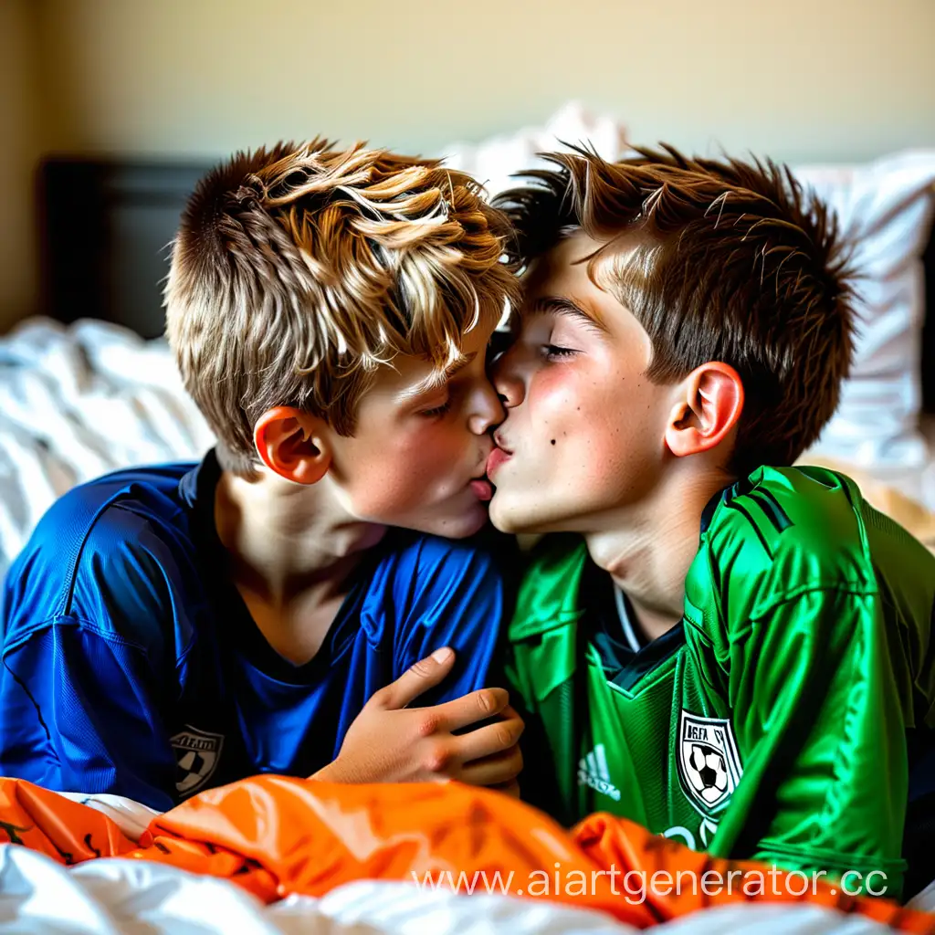 Affectionate-Boys-Cuddling-in-Bed-After-Soccer-Practice