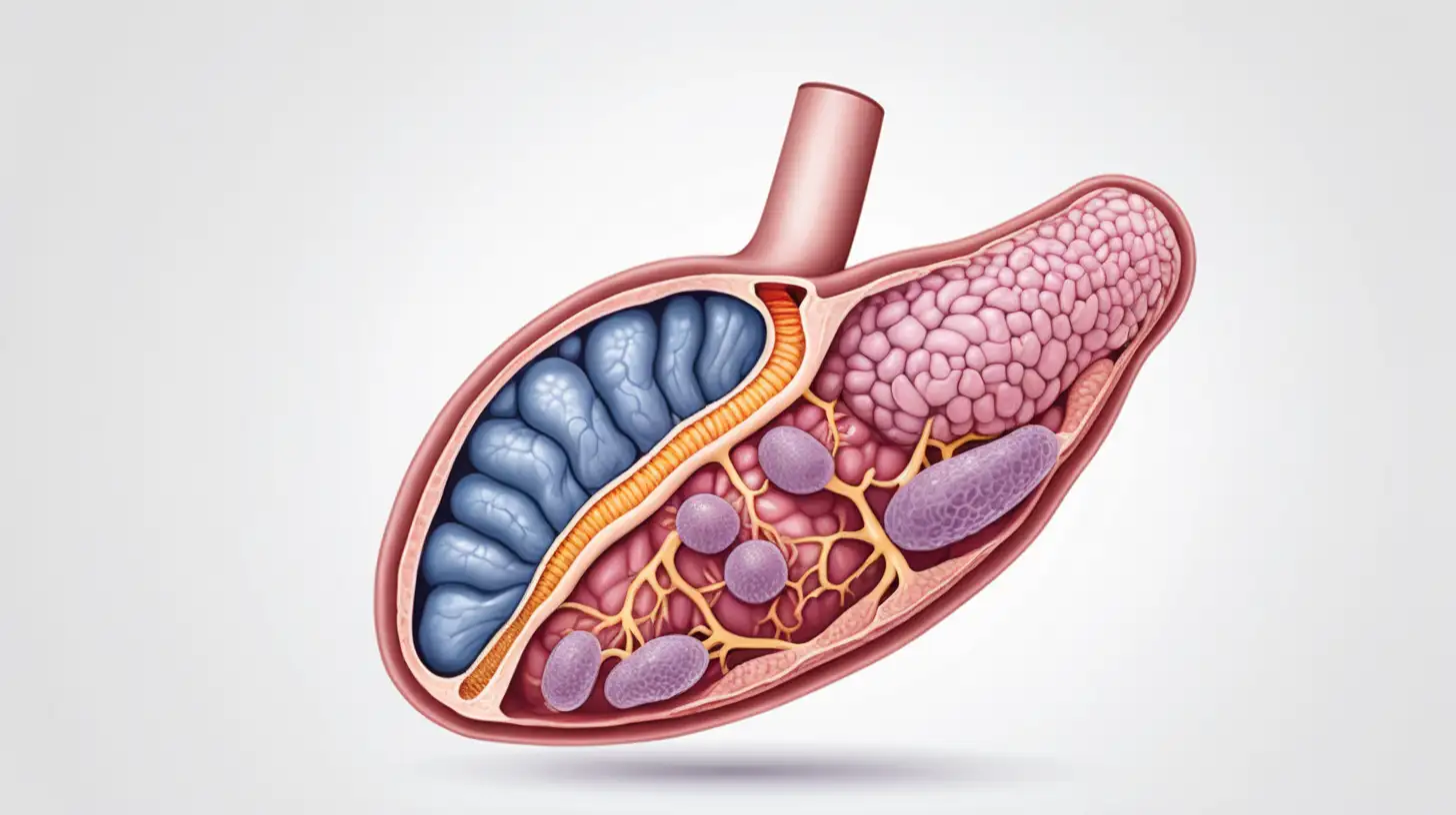 Detailed Illustration of Pancreas on White Background