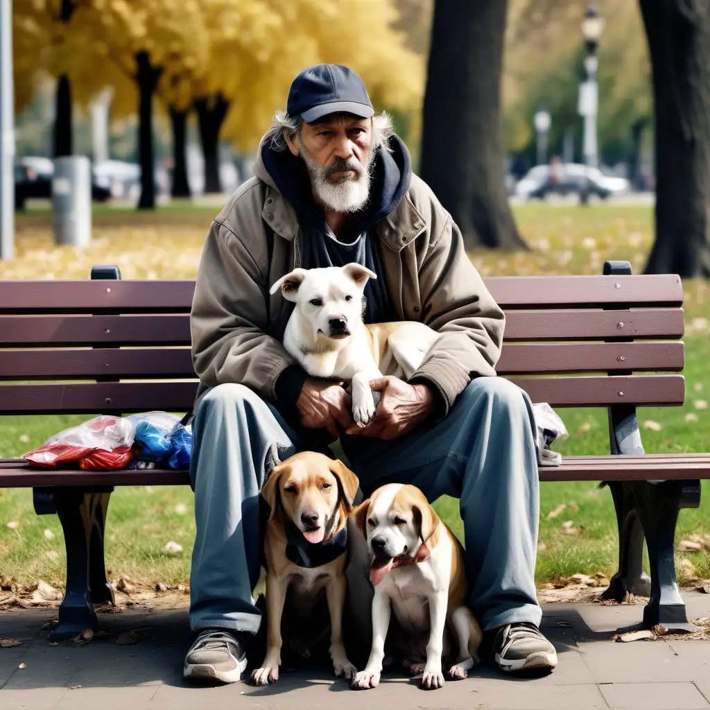 KindHearted MiddleAged Individual Feeding Stray Dogs in Park