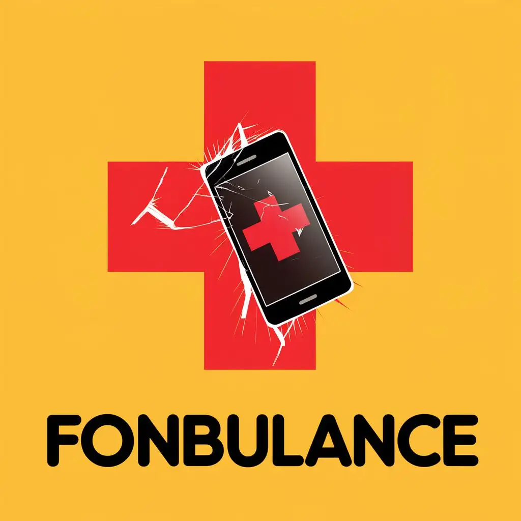 LOGO-Design-For-FONBULANCE-Bold-Red-Cross-on-Broken-Cellphone-with-Striking-Typography