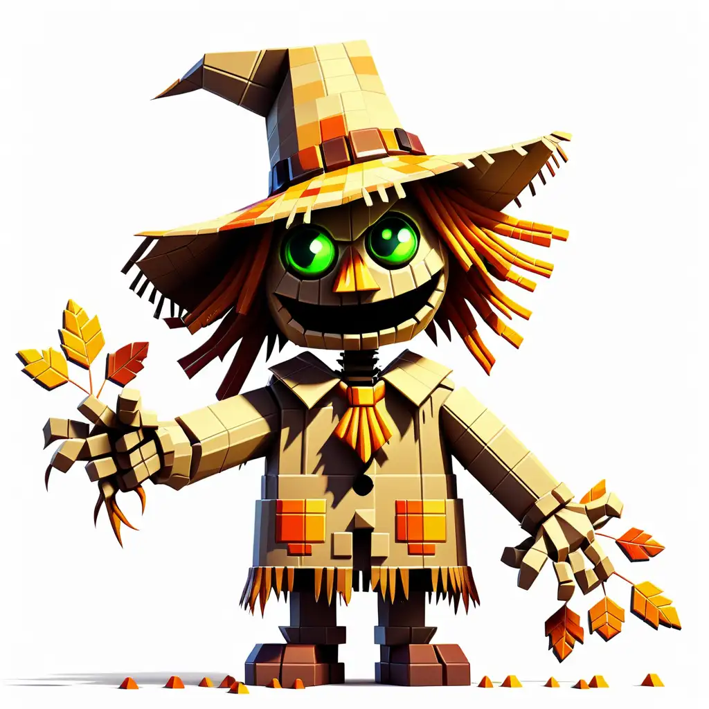 Cheerful Pixel Scarecrow Animation on a Clean White Background