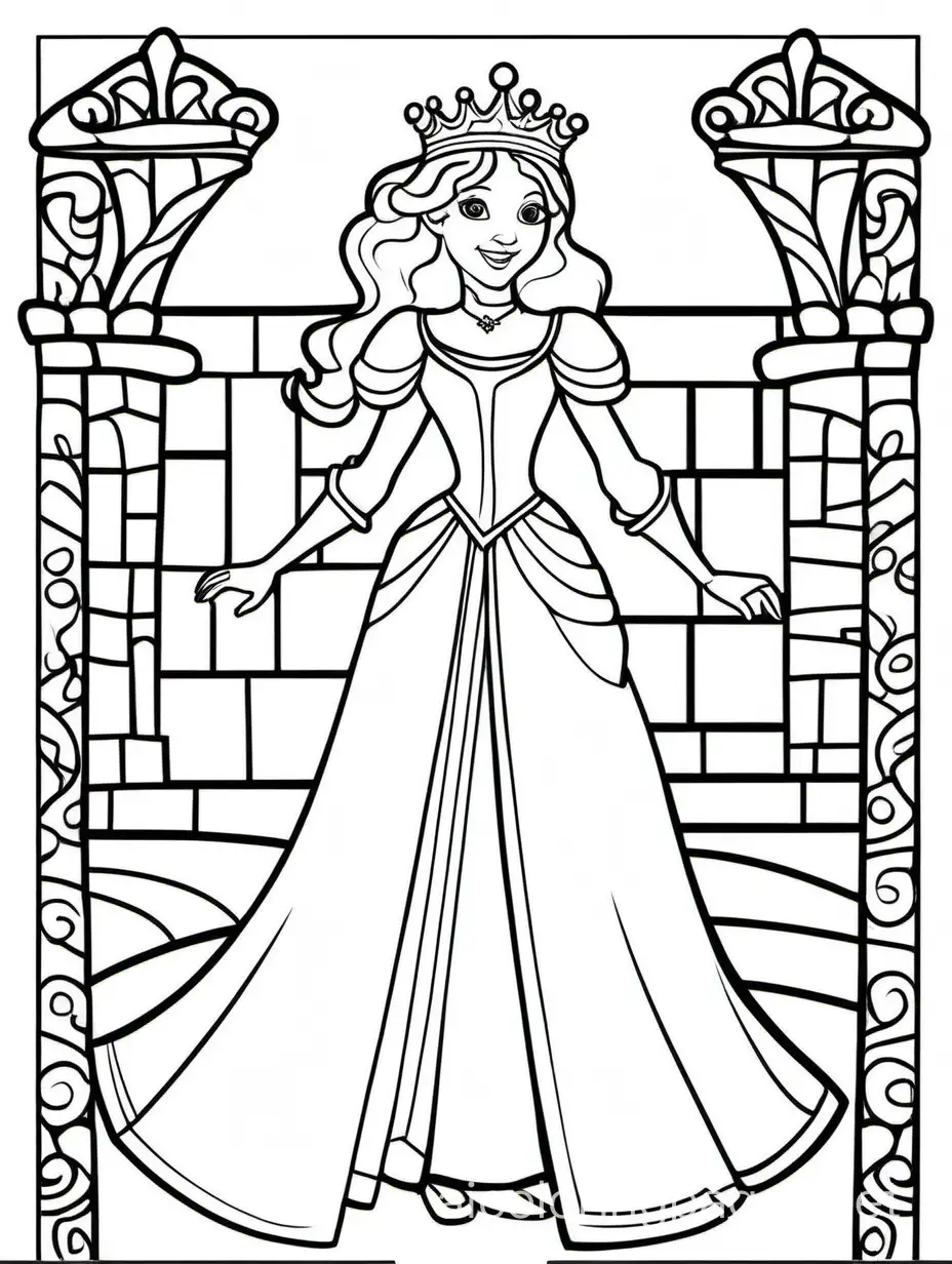 Princess-Coloring-Page-for-Kids-Simple-Black-and-White-Line-Art-on-White-Background