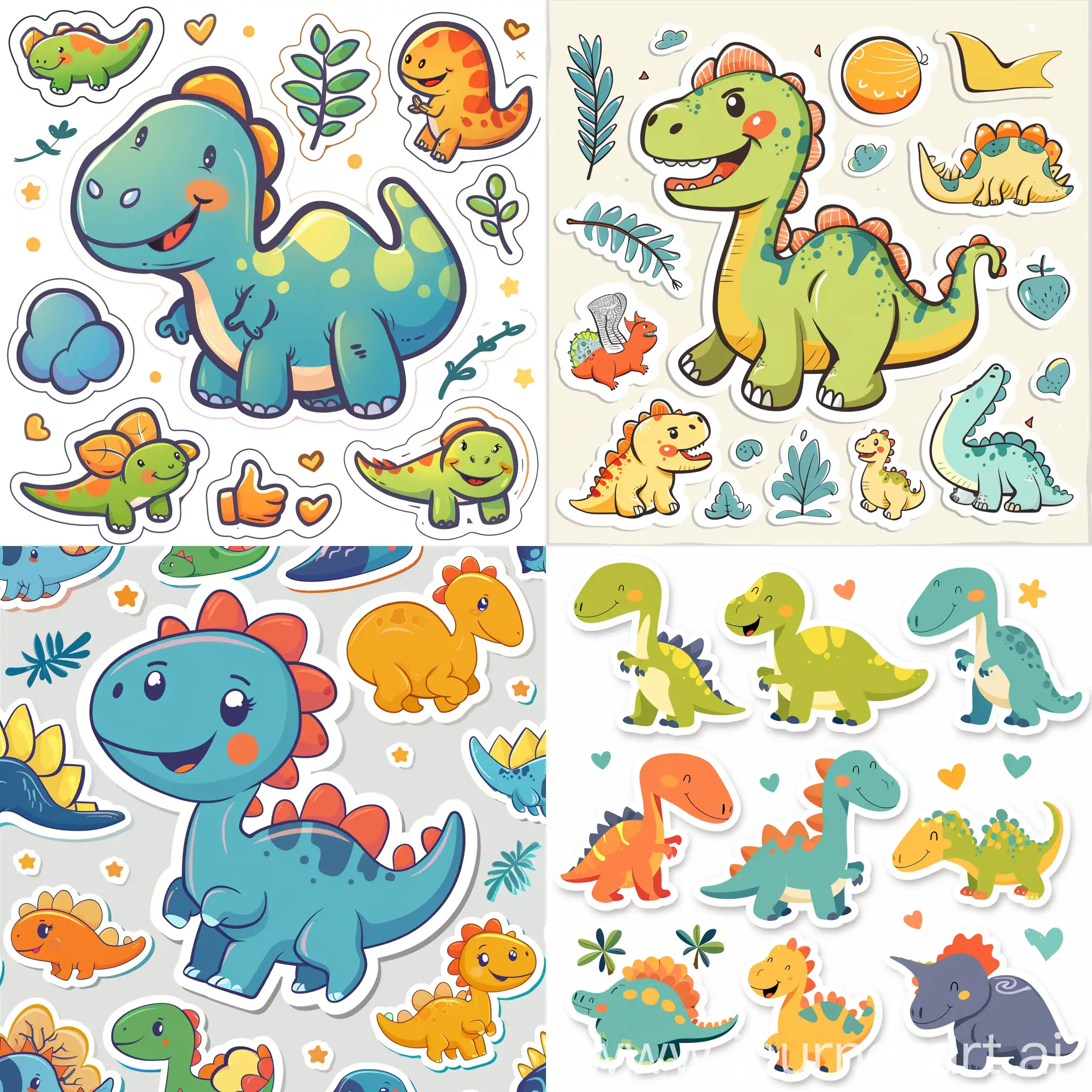  social media sticker pack with happy baby dinosaur