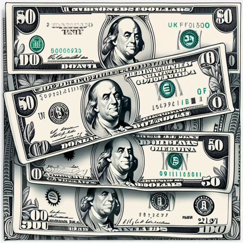 Vibrant Money Icons Dollar Bills in Diverse Colors