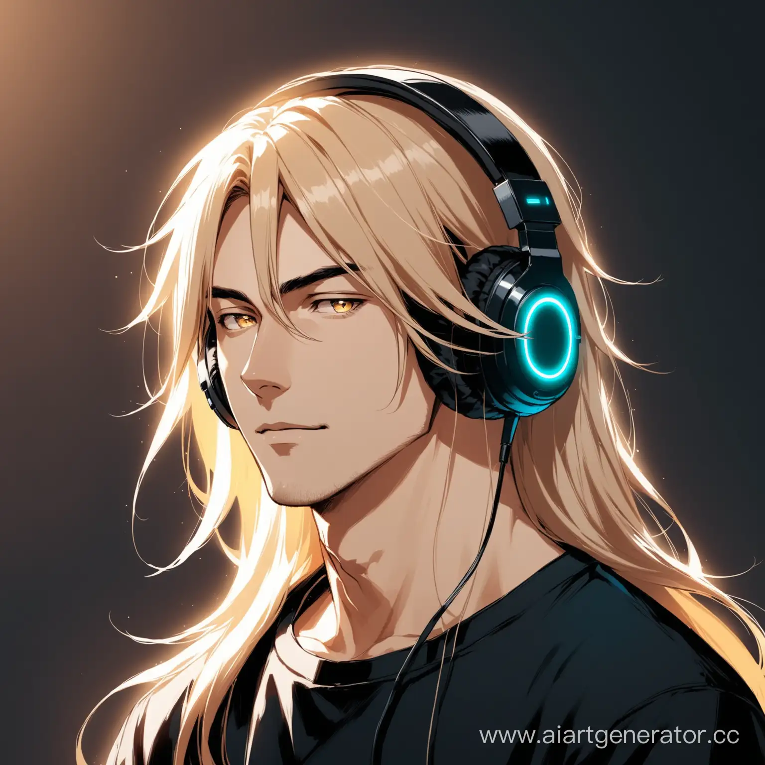 Young-Man-with-Long-Light-Hair-Wearing-Headphones-in-Black