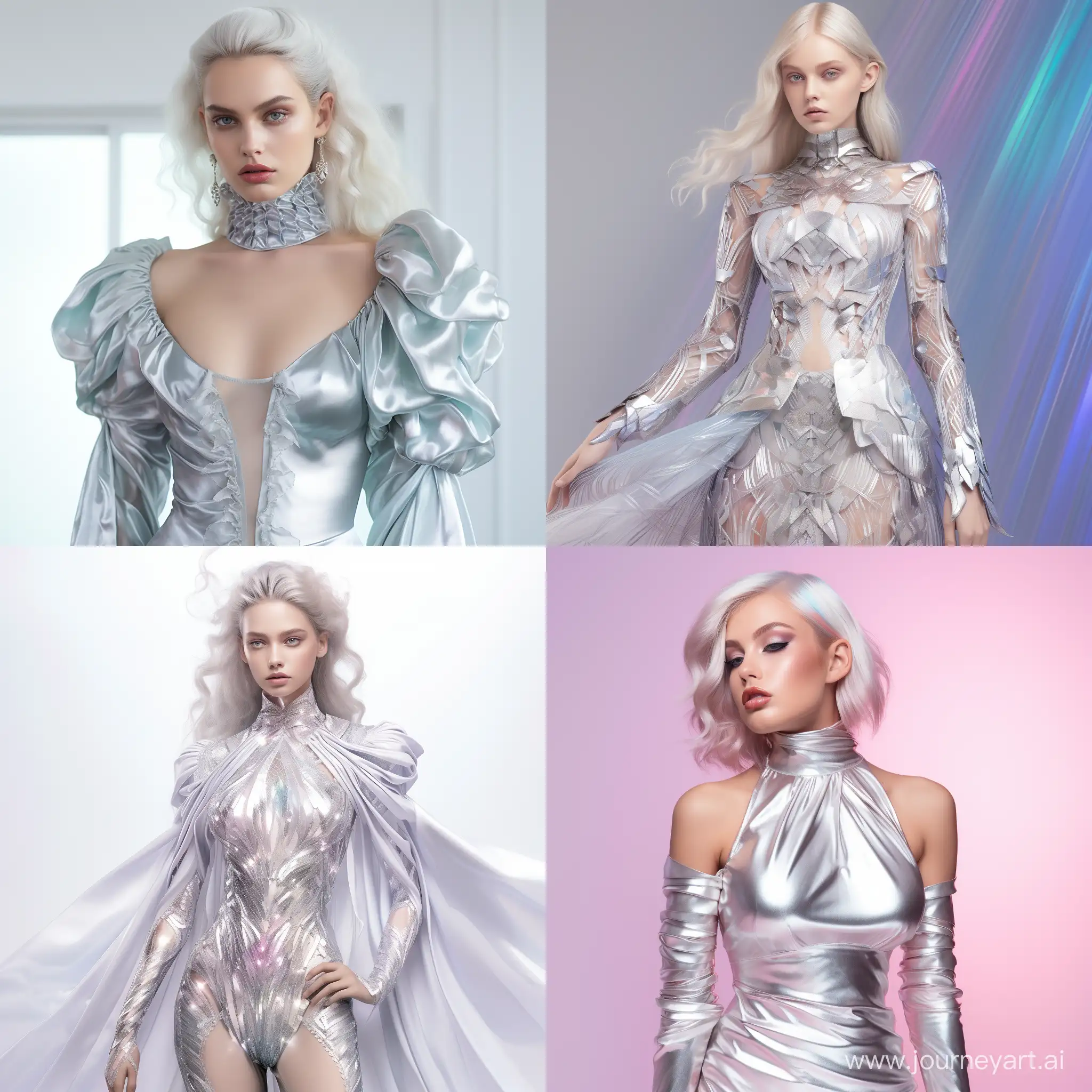 Elegant-Holographic-Dress-Design-with-Shiny-Silver-Accessories