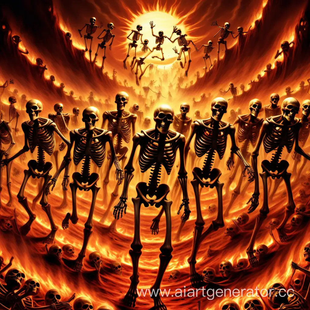 солнце выжигает скелеты в аду скелеты бегут в кадр в ужасе