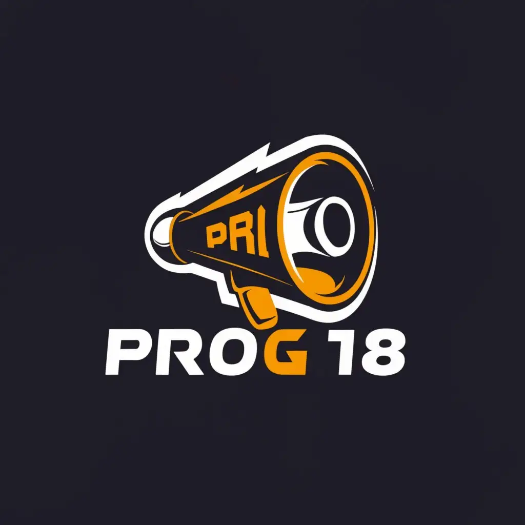 a logo design,with the text "Prog 18", main symbol:Logo name with a megaphone that inspires revolution,Moderate,be used in Construction industry,clear background