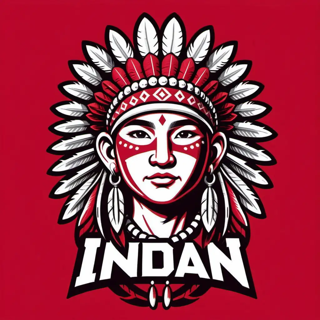 kid Indian Mascot 1 Color Design for Class of 2031 T-shirt with a red background.