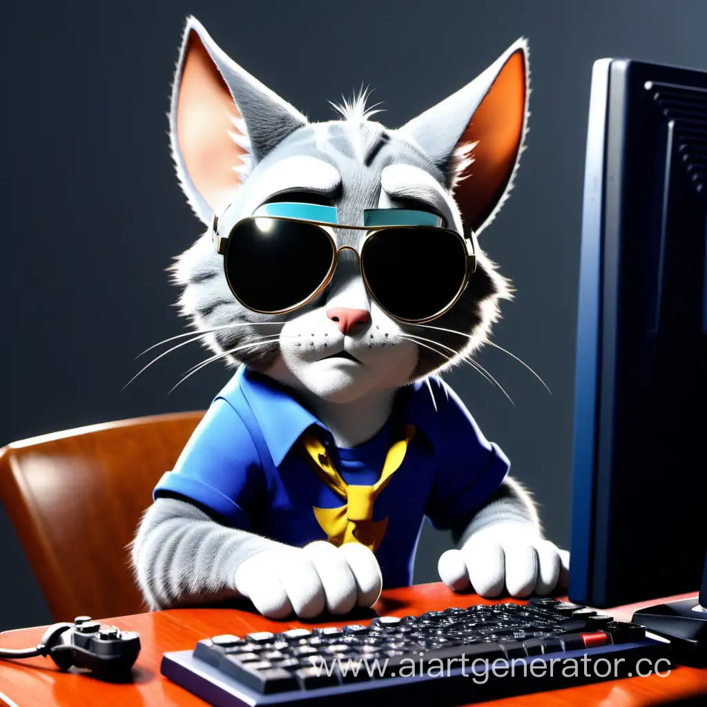 кот томас из мульт фильма тои и джерри профессионально играет в компьютерную игру destiny 2 в солнцезащитных очках