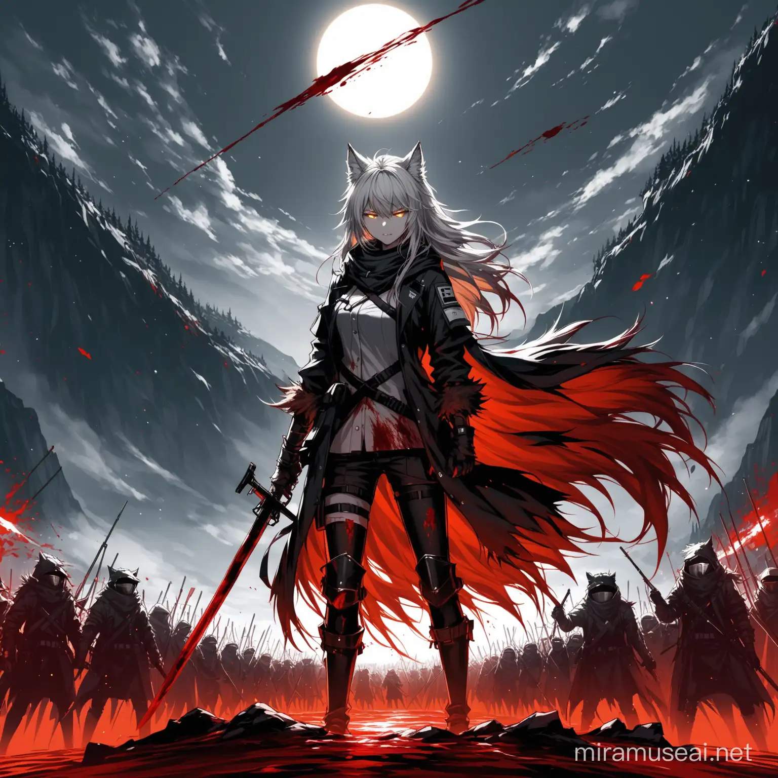 Arknights Lappland Blood Wolfgirl Battle War Eclipse