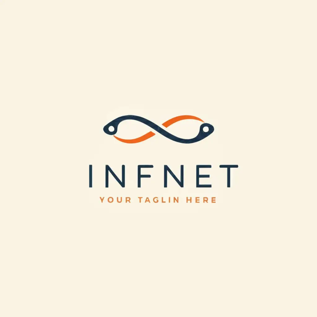 a logo design, with the text 'INFINET', main symbol: fish formed as infinity symbol, Moderate, be used in Animals Pets industry, clear background. Blue fishes. without slogan
