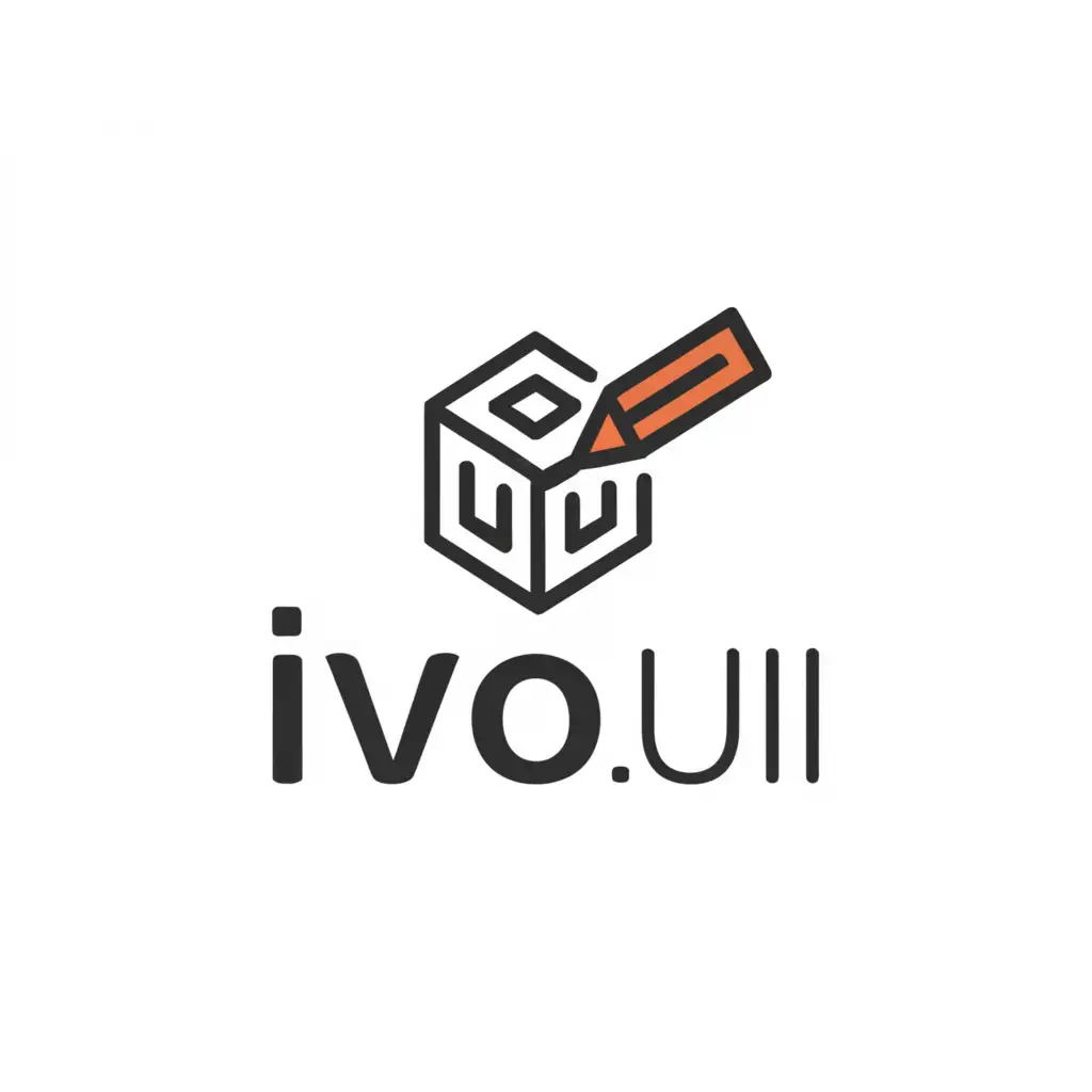 a logo design, with the exact text 'IVO.Ui', main symbol: A brick and design pen, Moderate, be used in Internet industry, transparent background