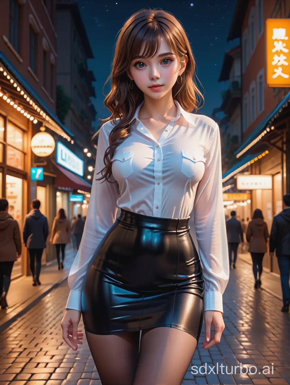 (night:1.4),1girl,(full body:1.2),ultra realistic 8k cg,picture-perfect face,flawless,masterpiece,professional artwork,famous artwork,perfect face,beautiful face,beautiful eyes,((perfect female body)),solo,looking at viewer, blush,seductive expression,extremely detailed_eyes, beautifully detailed background, (cinematic composition:1.3),(HDR:0.1),Accent Lighting,narrow waist,bangs,long shirt,thong,skirt,high heels, pantyhose,<lora:LUOSI:0.4>,<lora:LowRA:0.45>,<lora:add_detail:0.5>,masterpiece,best quality,(outdoors:1.2),city,standing posture,(upskirt:1.2),