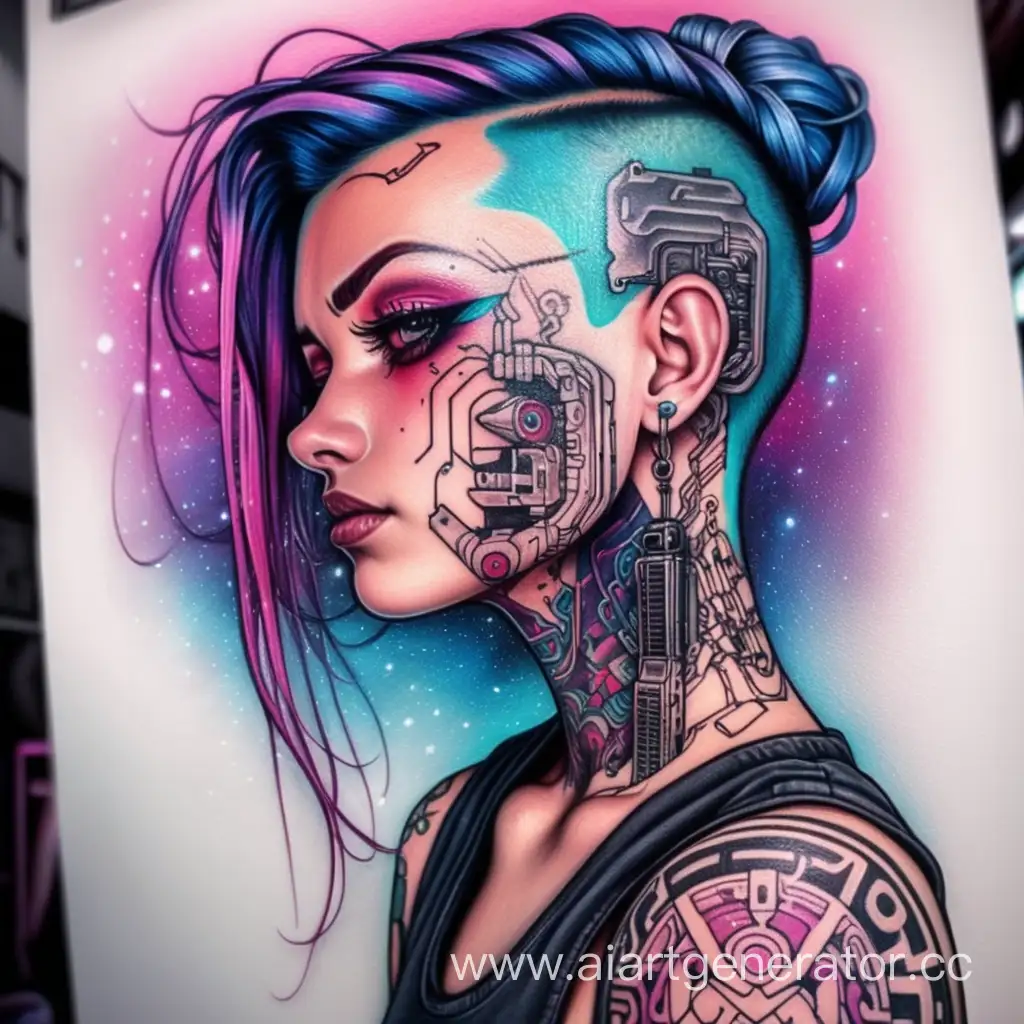 Cyberpunk-Style-Tattoo-Design-Futuristic-Body-Art-with-Neon-Accents