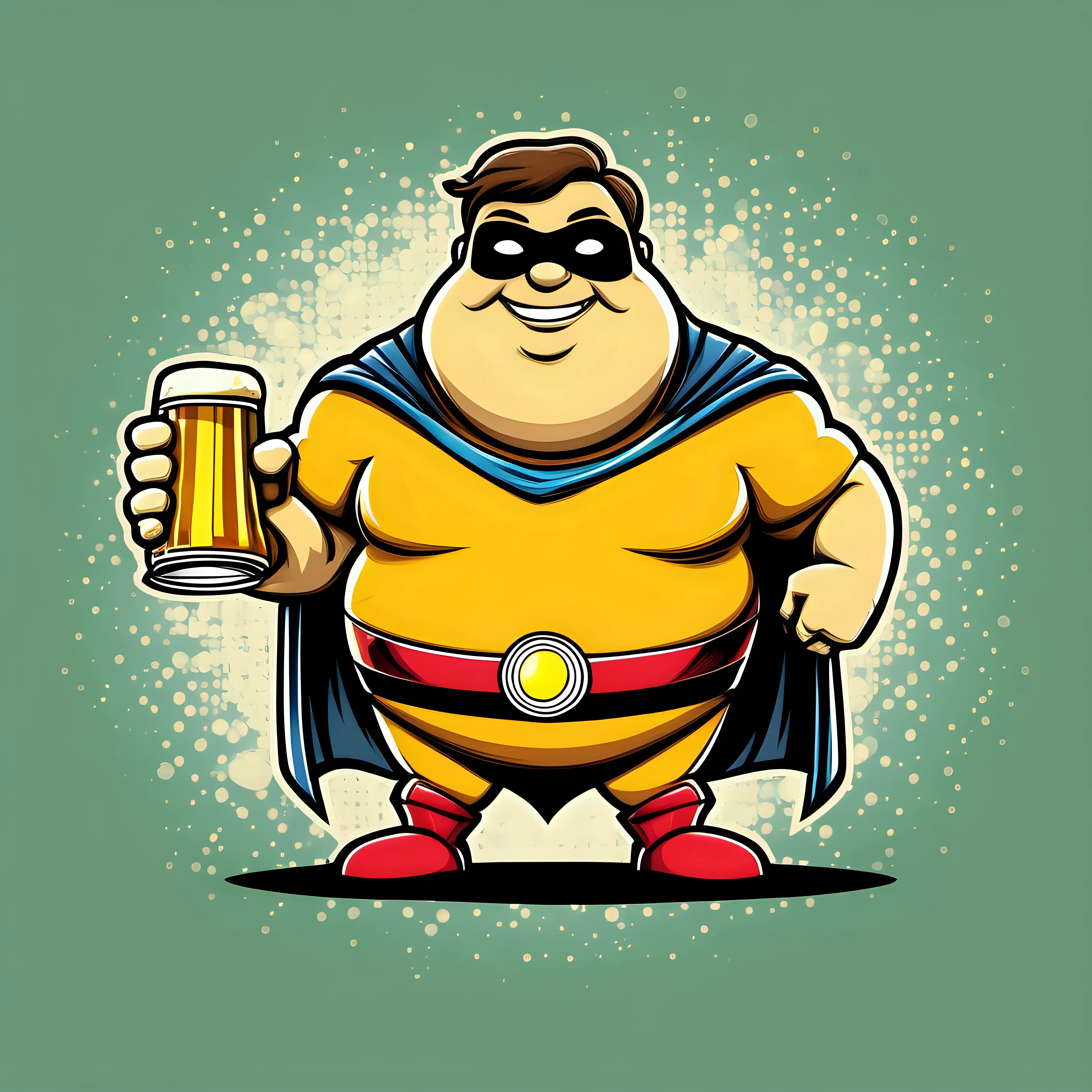Cheerful Chubby Superhero Beerman Enjoying a Frothy Brew