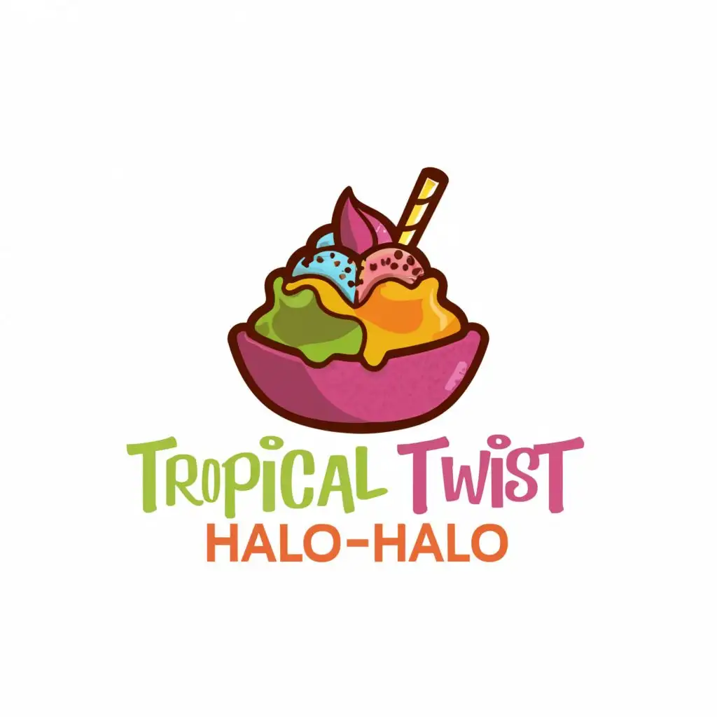 a logo design,with the text "Tropical Twist 
Halo - Halo
", main symbol:Mixed Halo Halo Desert,Moderate,be used in Restaurant industry,clear background