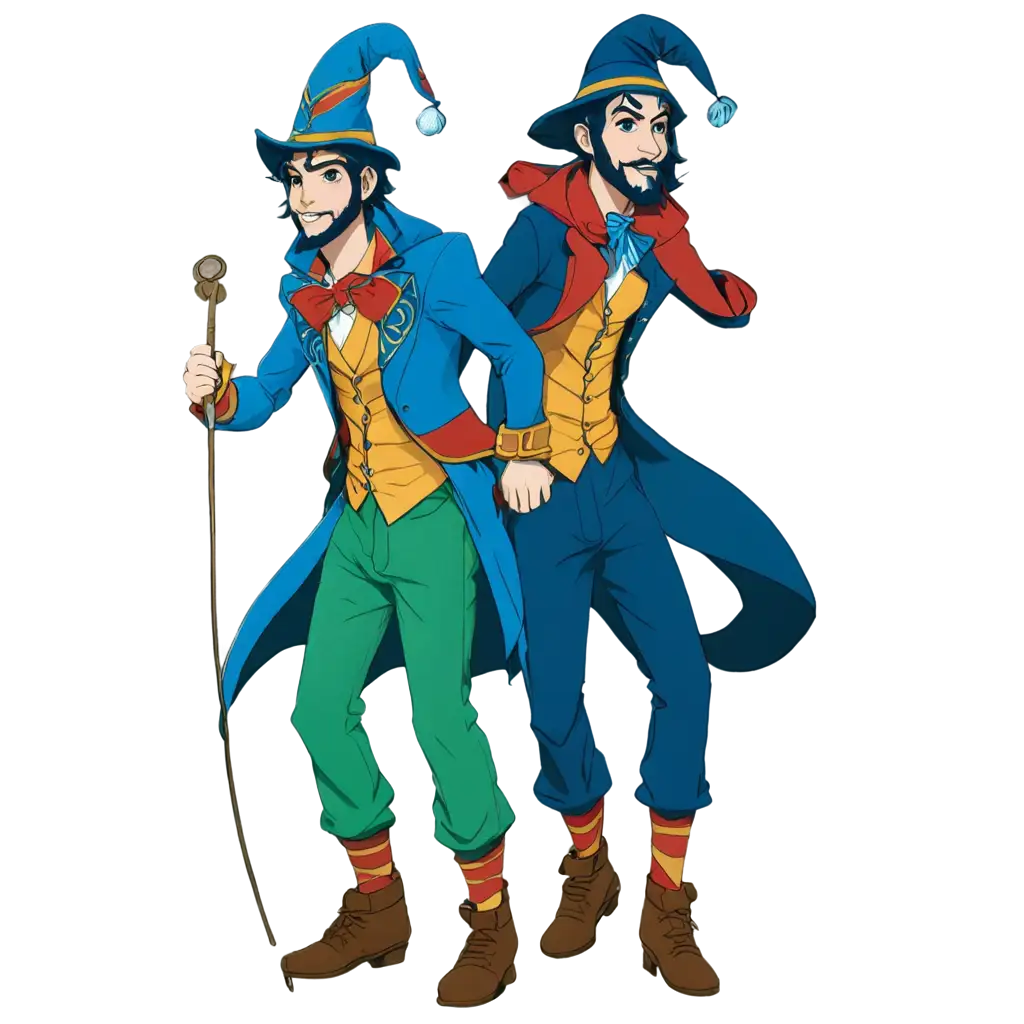 2D-Anime-Jester-Magician-PNG-Image-with-Beard-and-Sideburn-Enchanting-Digital-Artwork-for-Diverse-Projects
