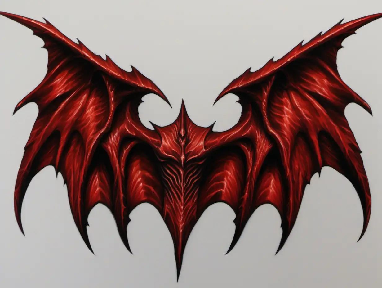 red demon wing shaped shoulder pad, blank background, fantasy painting, MtG art