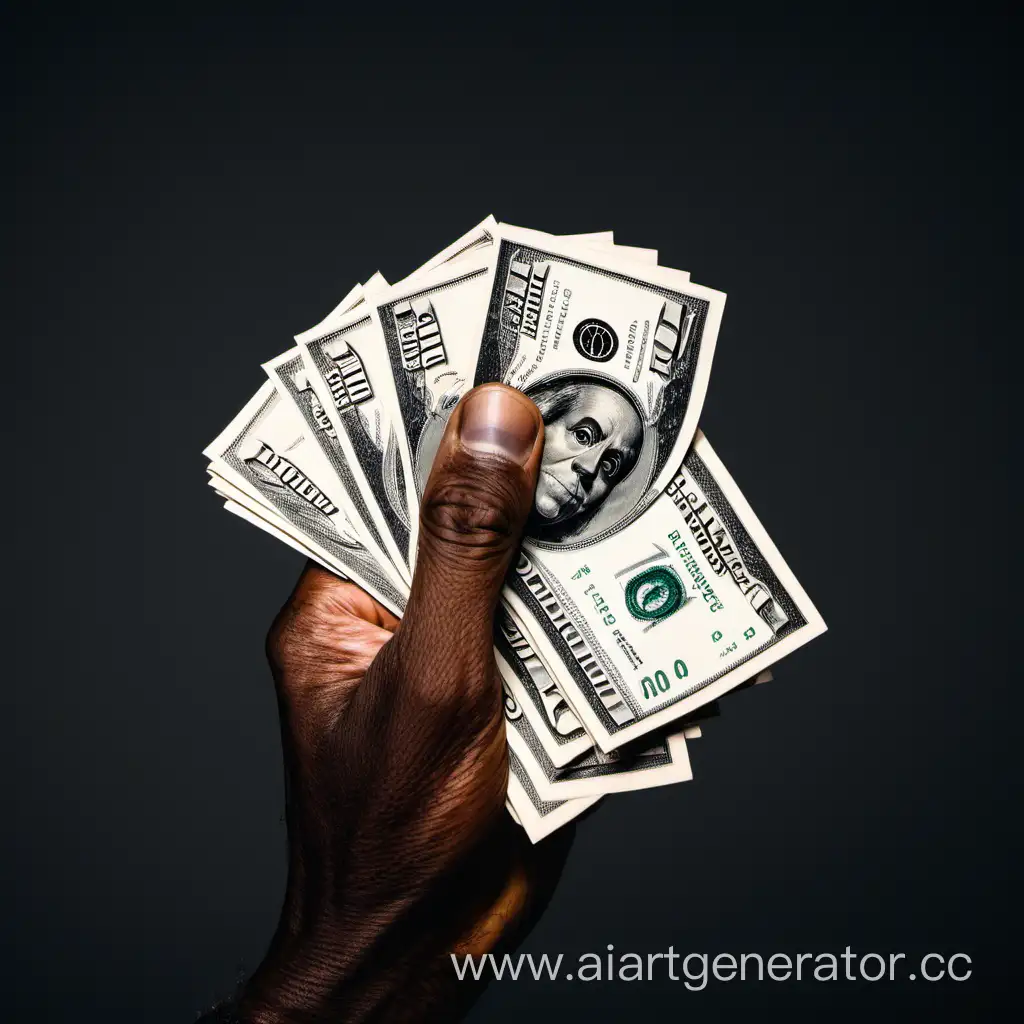 Black-Persons-Hand-Holding-Stack-of-Dollars