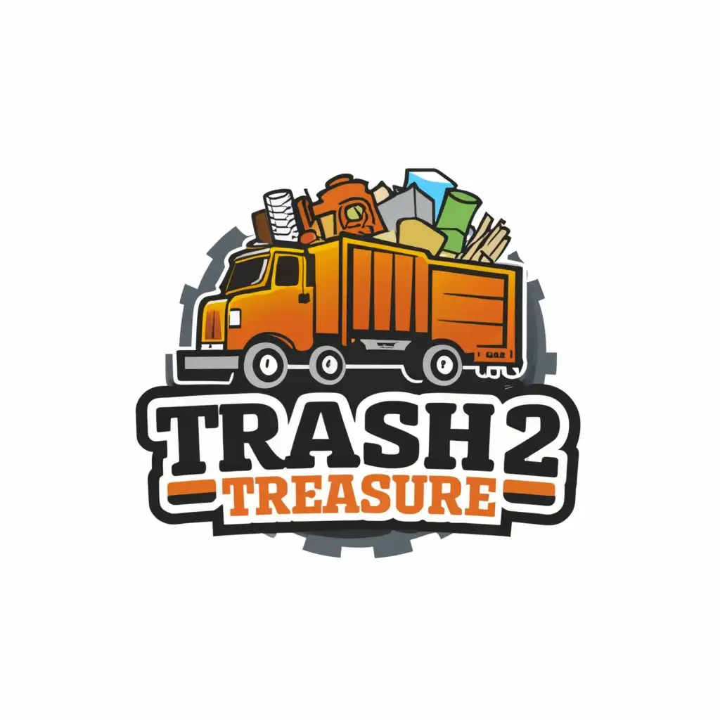 a logo design,with the text "Trash 2 Treasure", main symbol:truck,complex,clear background