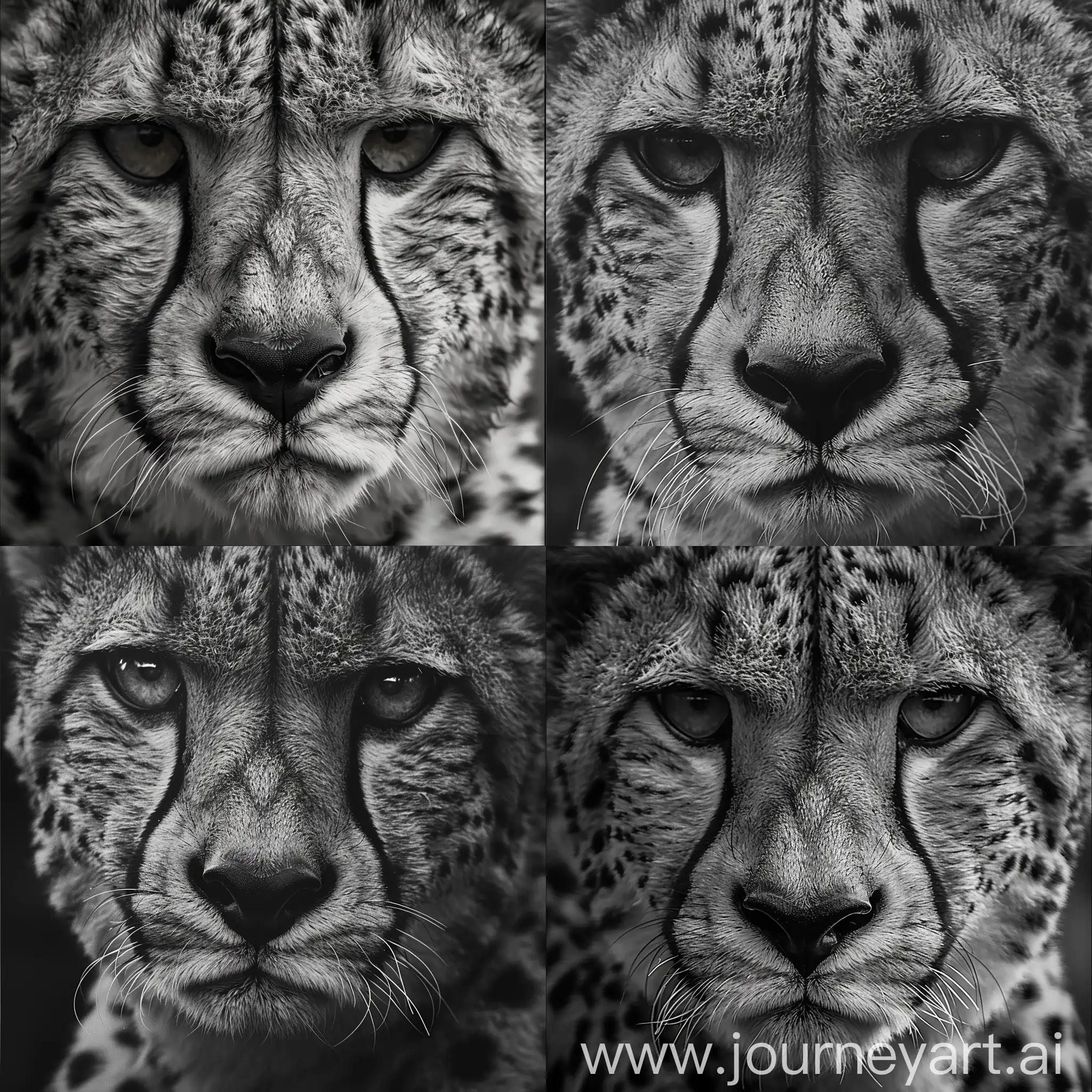 Closeup-Realistic-Black-and-White-Photograph-of-a-Cheetahs-Face