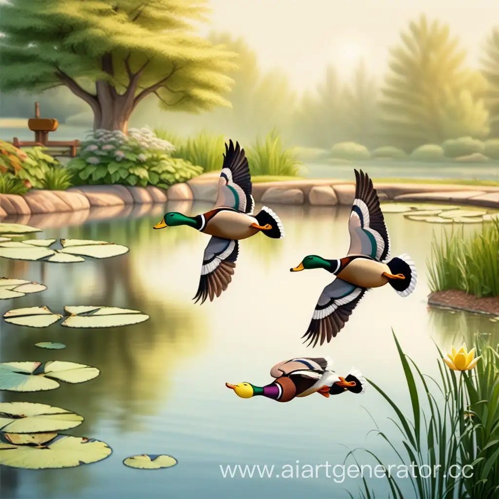 Animated-Ducks-Taking-Flight-from-a-Pond