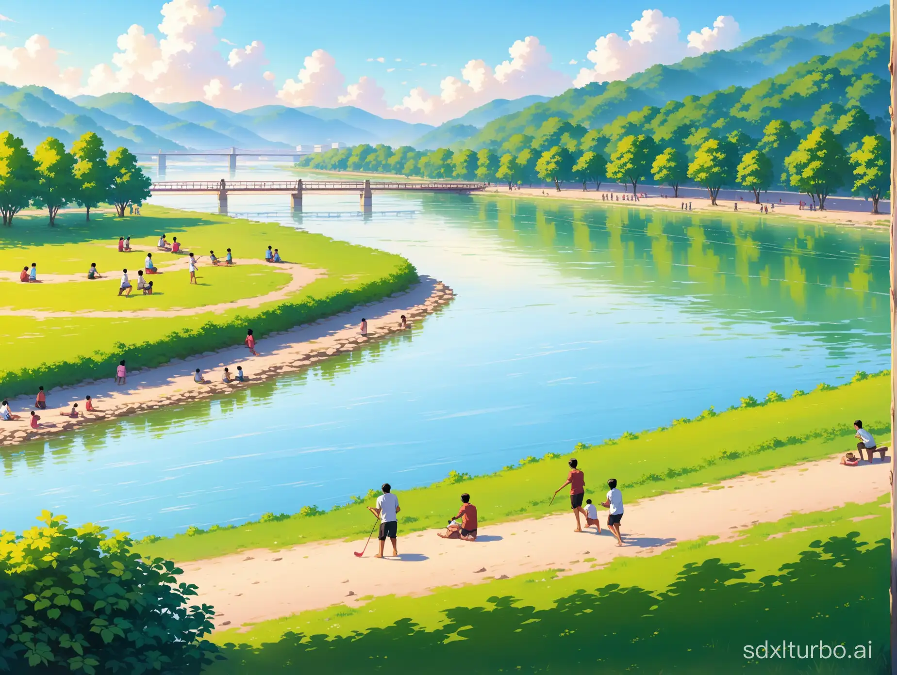 Joyful-River-Recreation-People-Enjoying-Leisure-Activities-by-the-Water