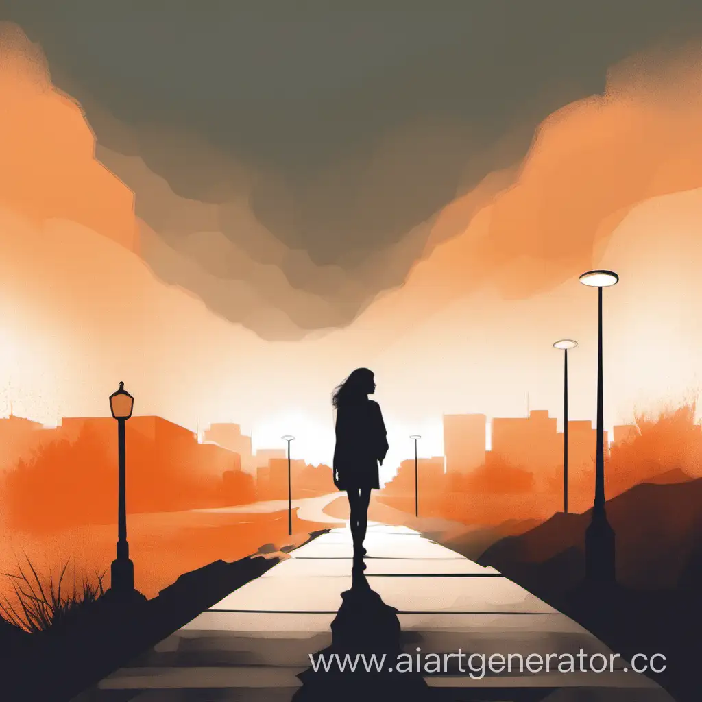 Blurred-Silhouette-of-Woman-on-Pathway-in-Orange-and-Pastel-Tones