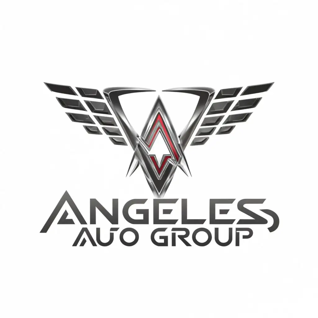 a logo design,with the text "AAG the slogan is ANGELES AUTO GROUP", main symbol:A super car,complex,be used in Automotive industry,clear background