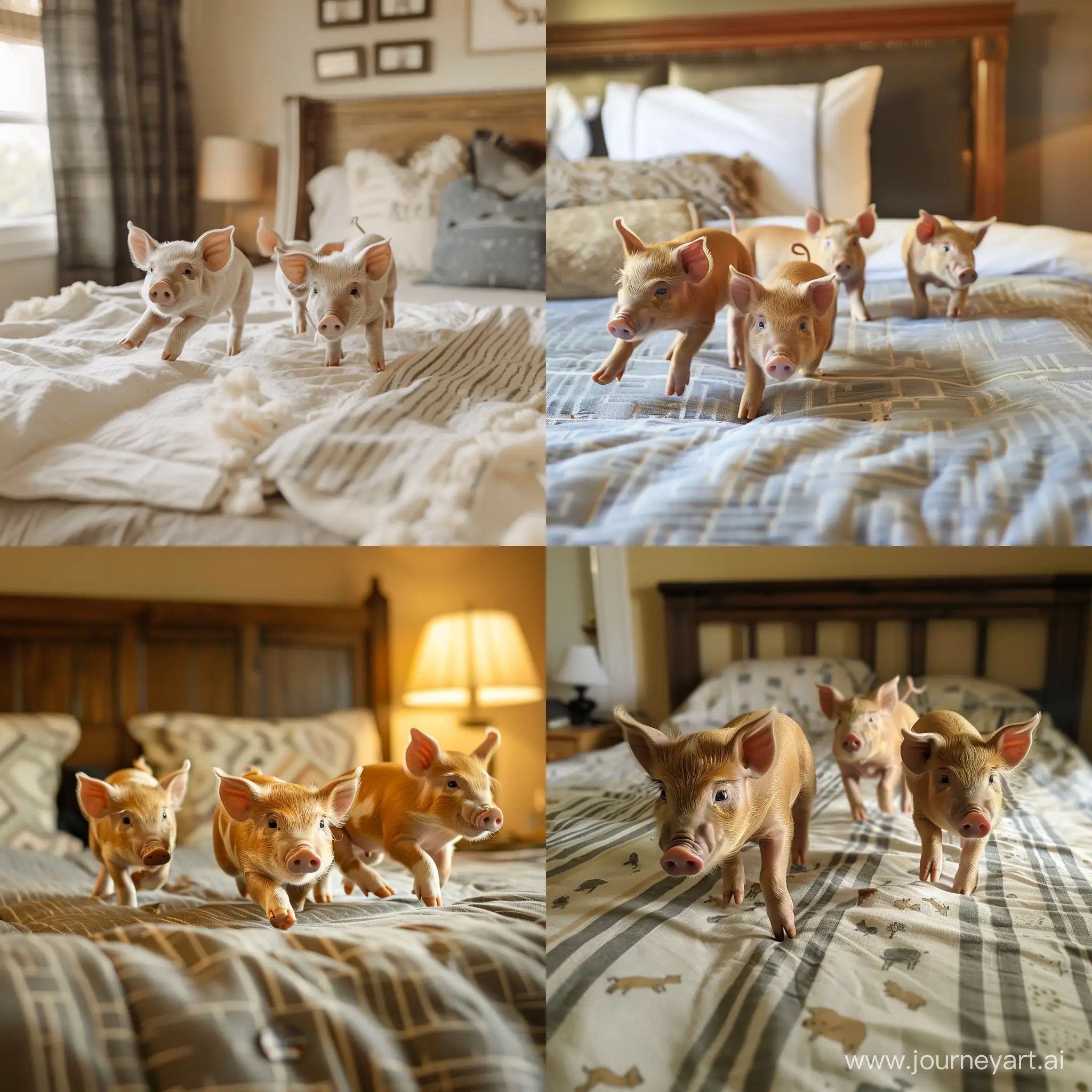 Playful-Forest-Piglets-Frolicking-on-the-Bed