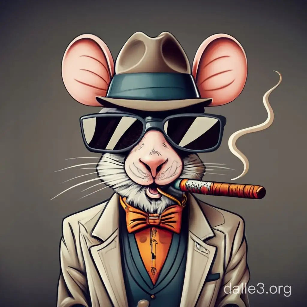 Stylish Gangster Mouse Puffing on a Massive Cigar | Dalle3 AI