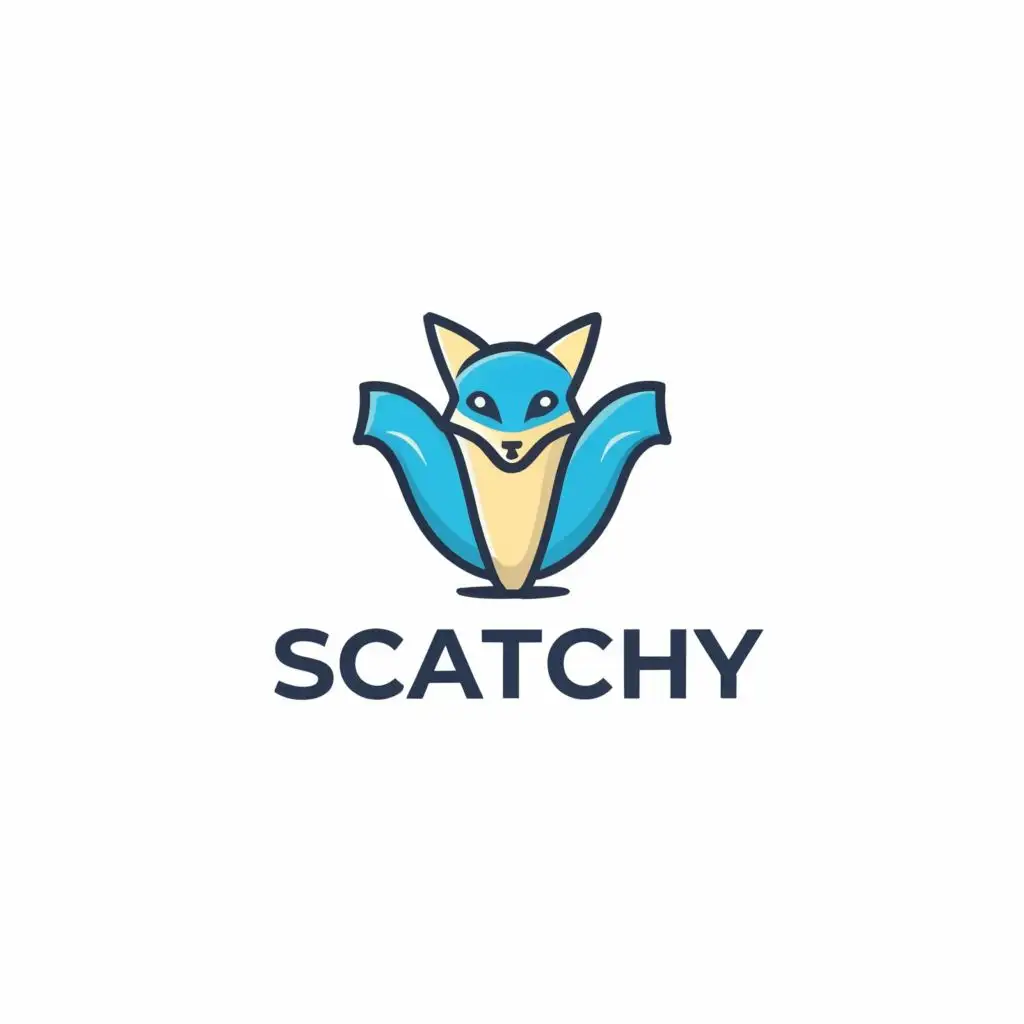 logo, Blue fox, with the text "Scatchy", typography, be used in Internet industry