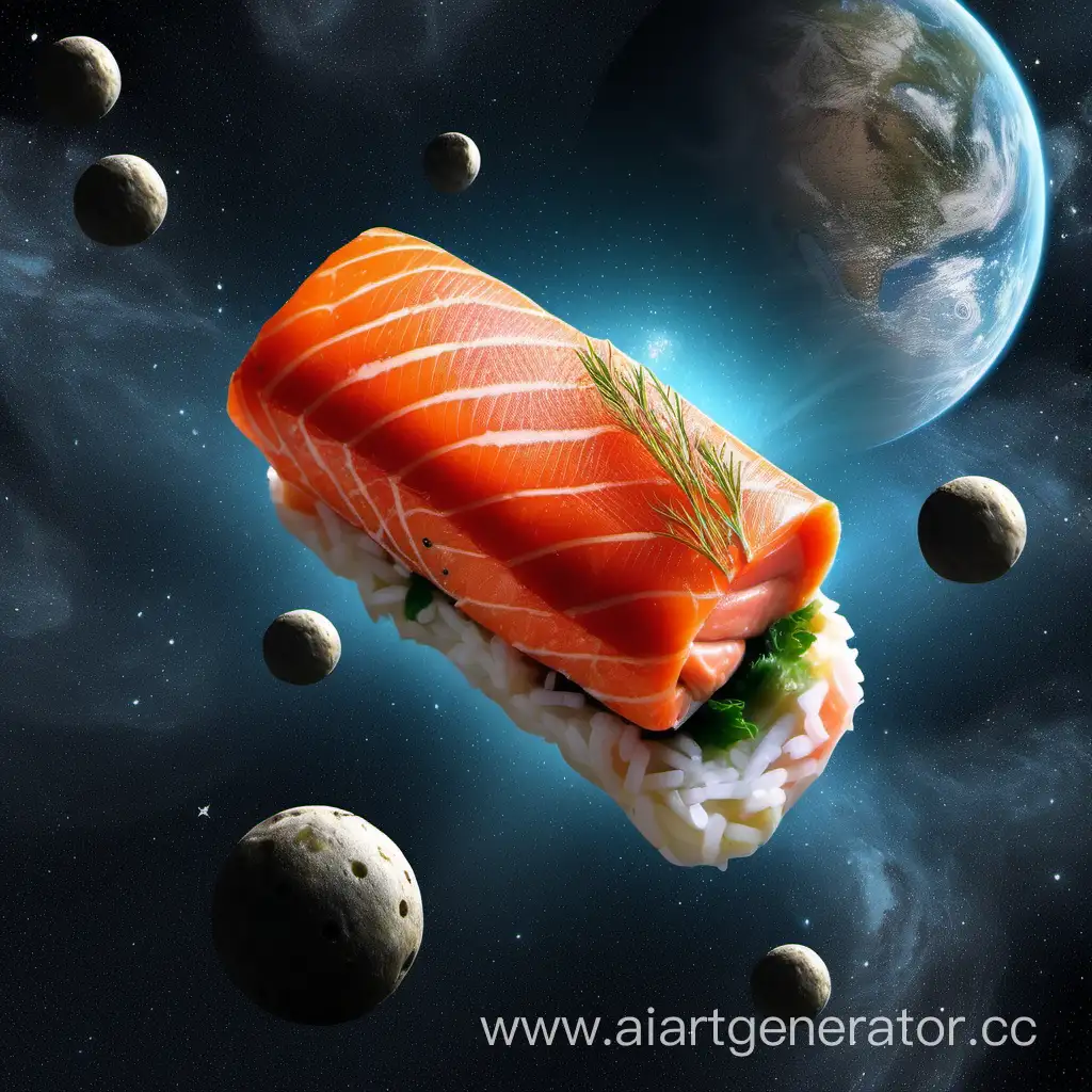 Salmon-Sushi-Roll-Floating-in-Cosmic-Space