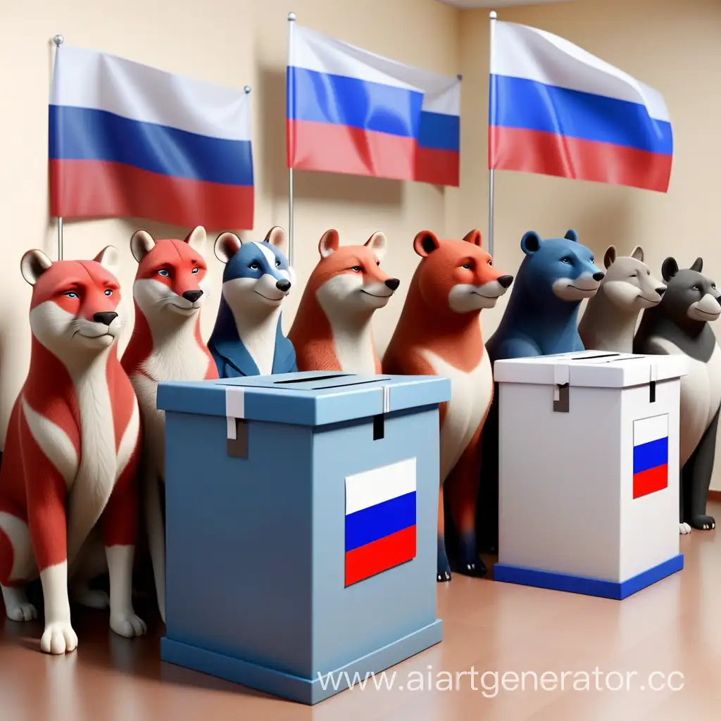 Russian-Animals-Participating-in-2024-Presidential-Election-at-Polling-Station