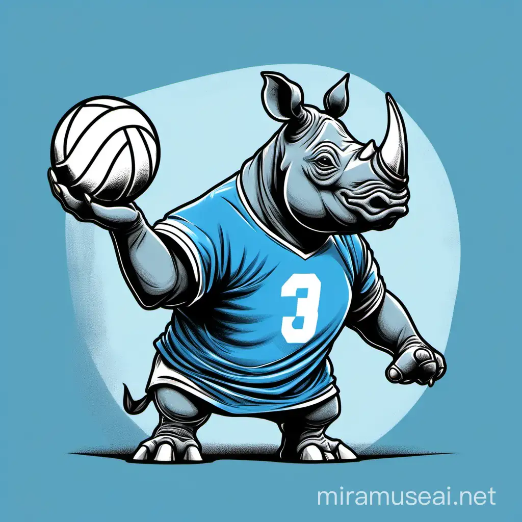 Playful Cartoon Rhino Volleyball TShirt Design