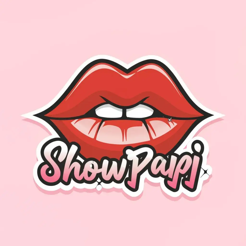 logo, CARTOON HOT LIPS KISSABLE, with the text "SHOWPAPI", typography, be used in Entertainment industry