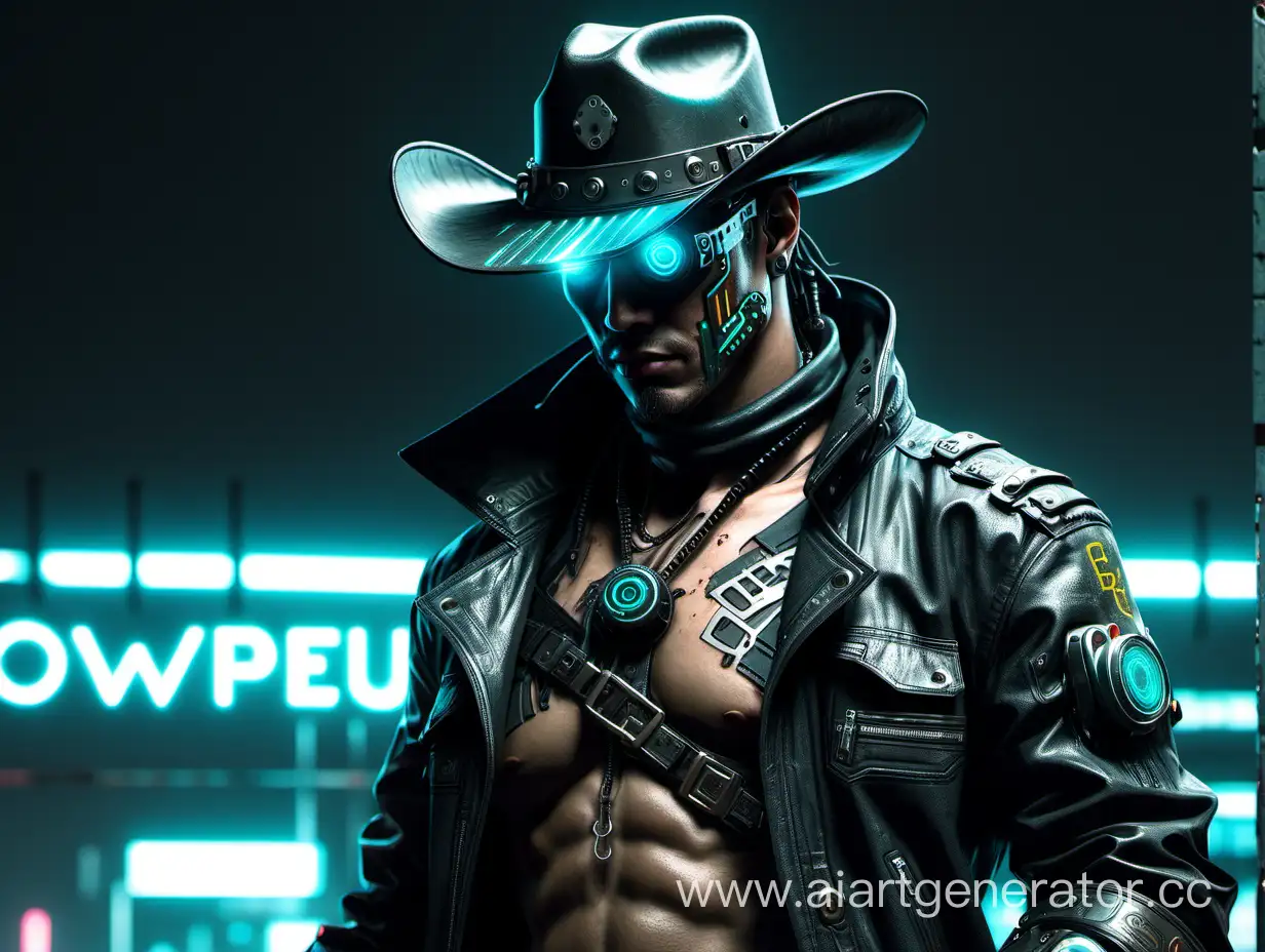Futuristic-Cyberpunk-Cowboy-in-Neon-Cityscape