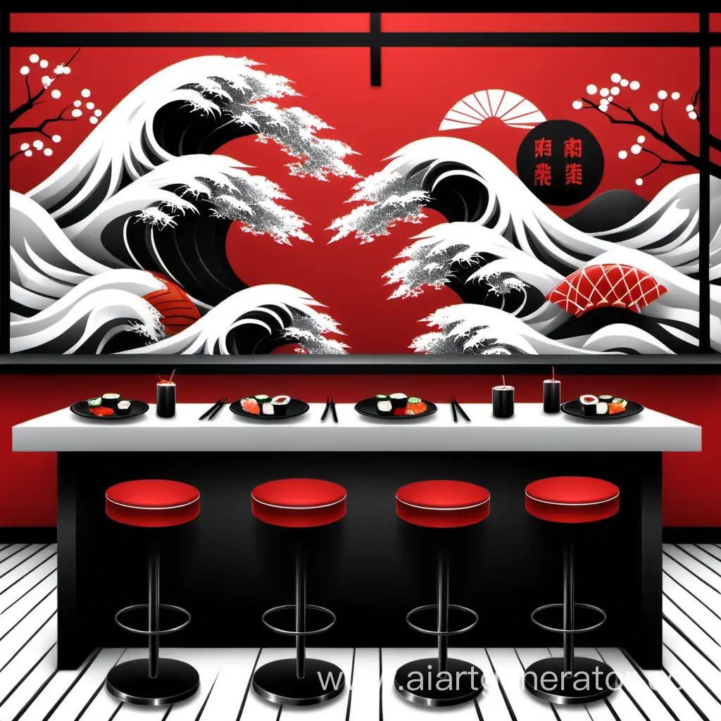 Monochrome-Sushi-Bar-VK-Group-Background-with-a-Splash-of-Red